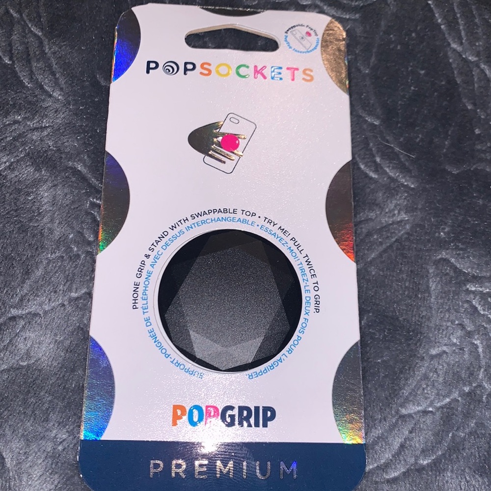 PopSockets Premium PopGrip Phone Grip & Stand - Metallic Diamond Black NEW
